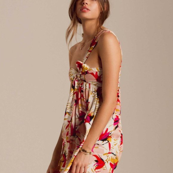 NWOT Billabong One Shoulder Mini Dress Tied Right - Picture 2 of 5